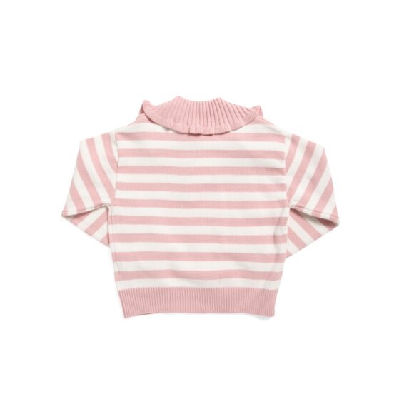 VIGOSS Blush Big Girls Mossy Ruffle Collar Striped Sweater - Picture 2 of 2